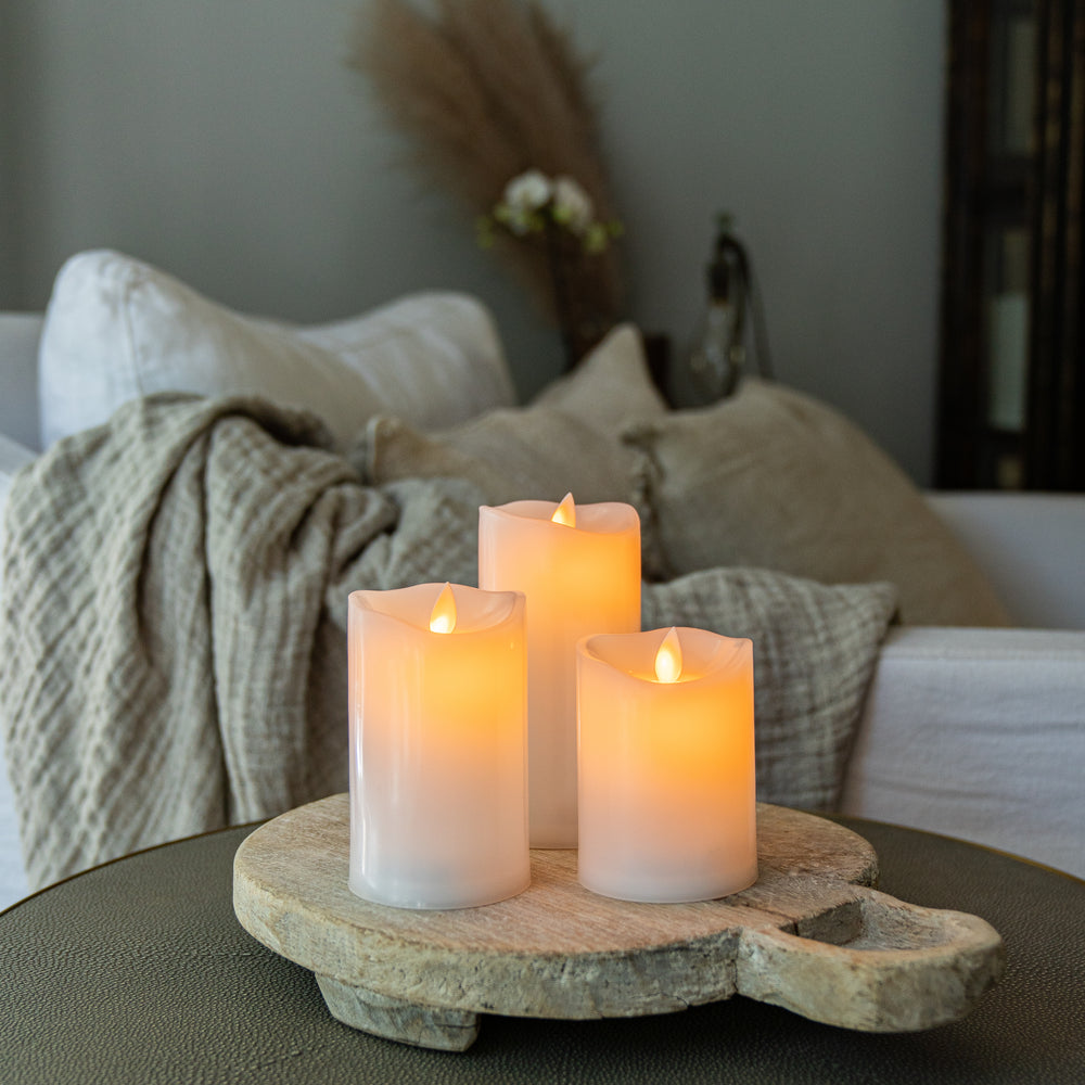 Led Flameless Candles with remote Set of 3 – Sandstone and Sage