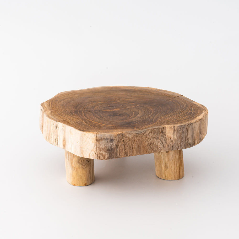 Live Edge Riser Teak Riser | Primitive Live Edge Wood Display – Sandstone and Sage