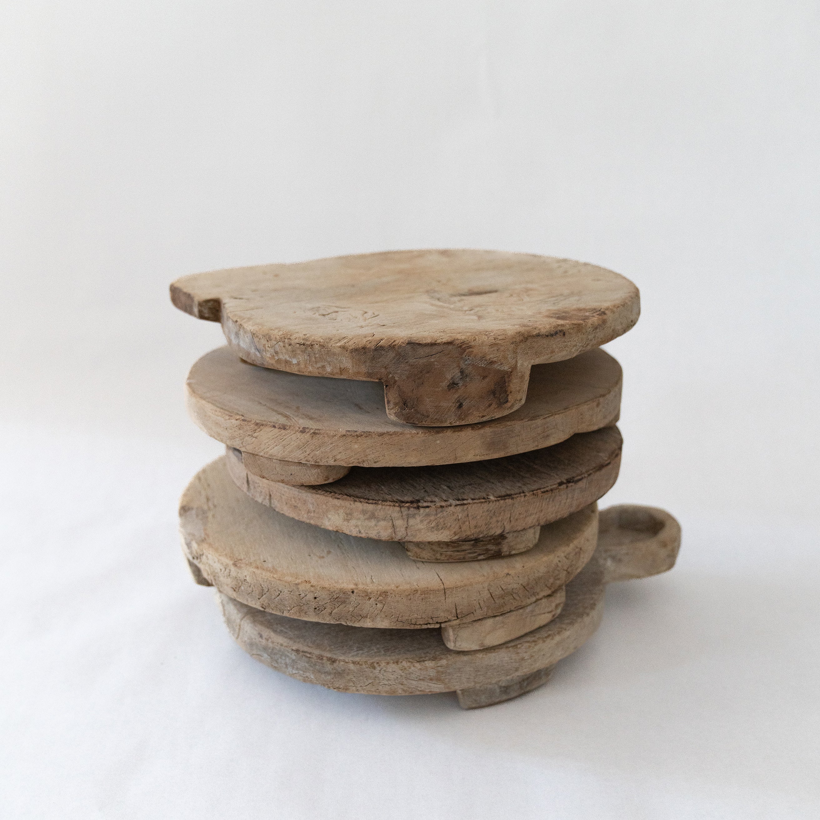 Round Sage Riser Antique Wood Riser – Sandstone and Sage