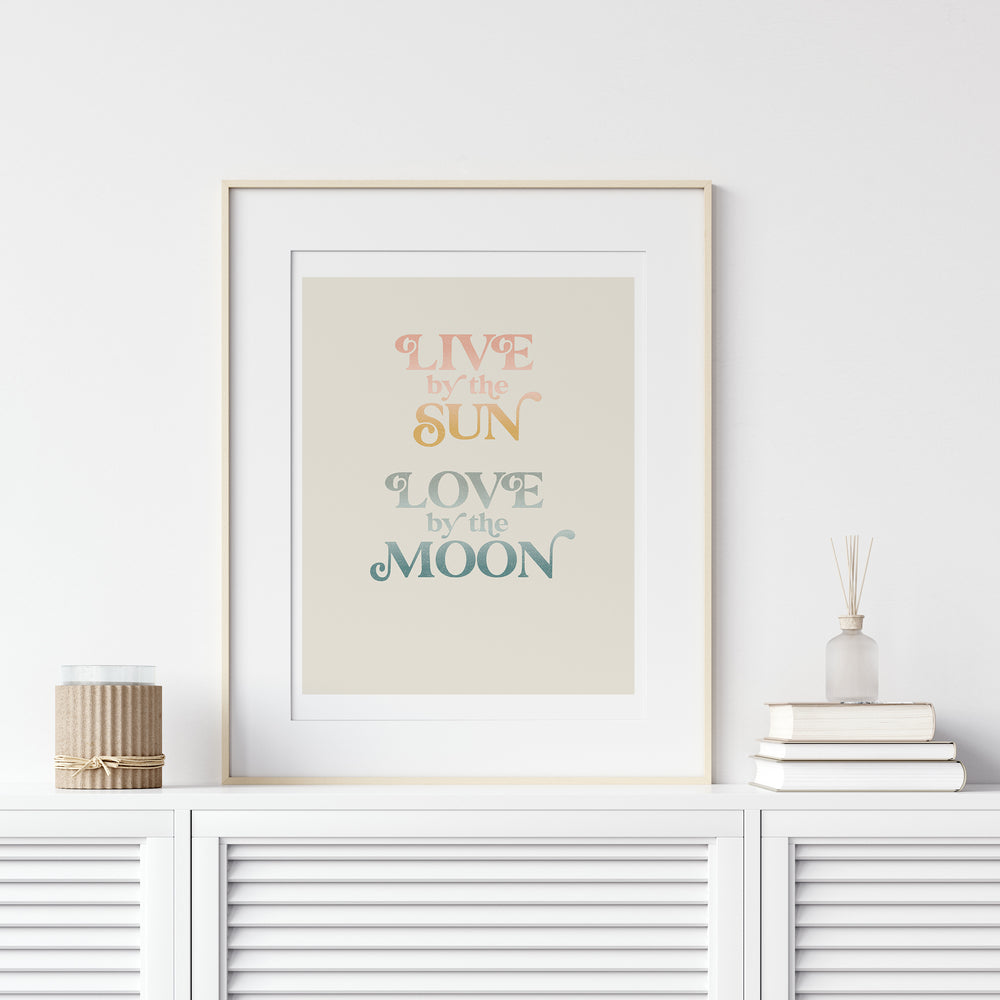 Live By The Sun Love By The Moon Boho Wall Art Print Set – Seaella